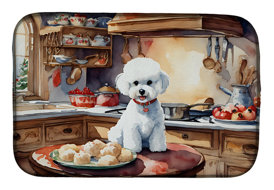 Buy this Bichon Frise Christmas Cookies Dish Drying Mat