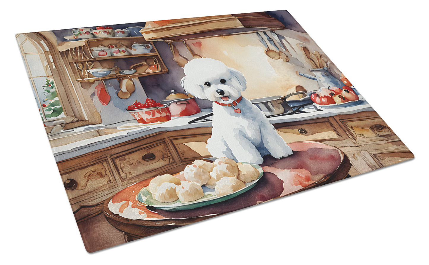 Buy this Bichon Frise Christmas Cookies Glass Cutting Board