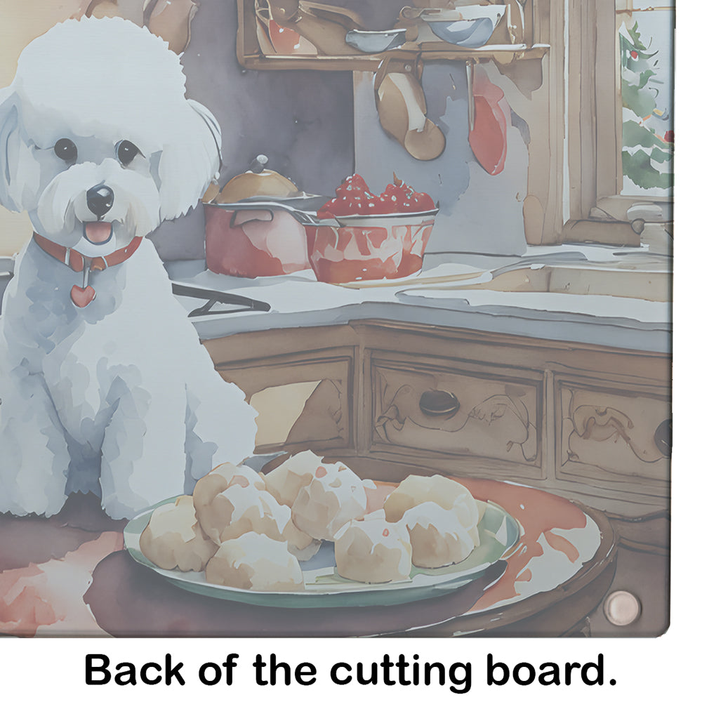 Bichon Frise Christmas Cookies Glass Cutting Board