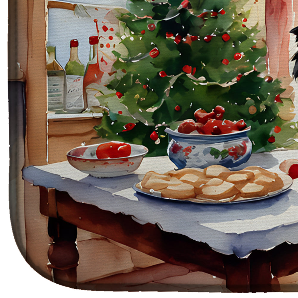 Border Collie Christmas Cookies Dish Drying Mat