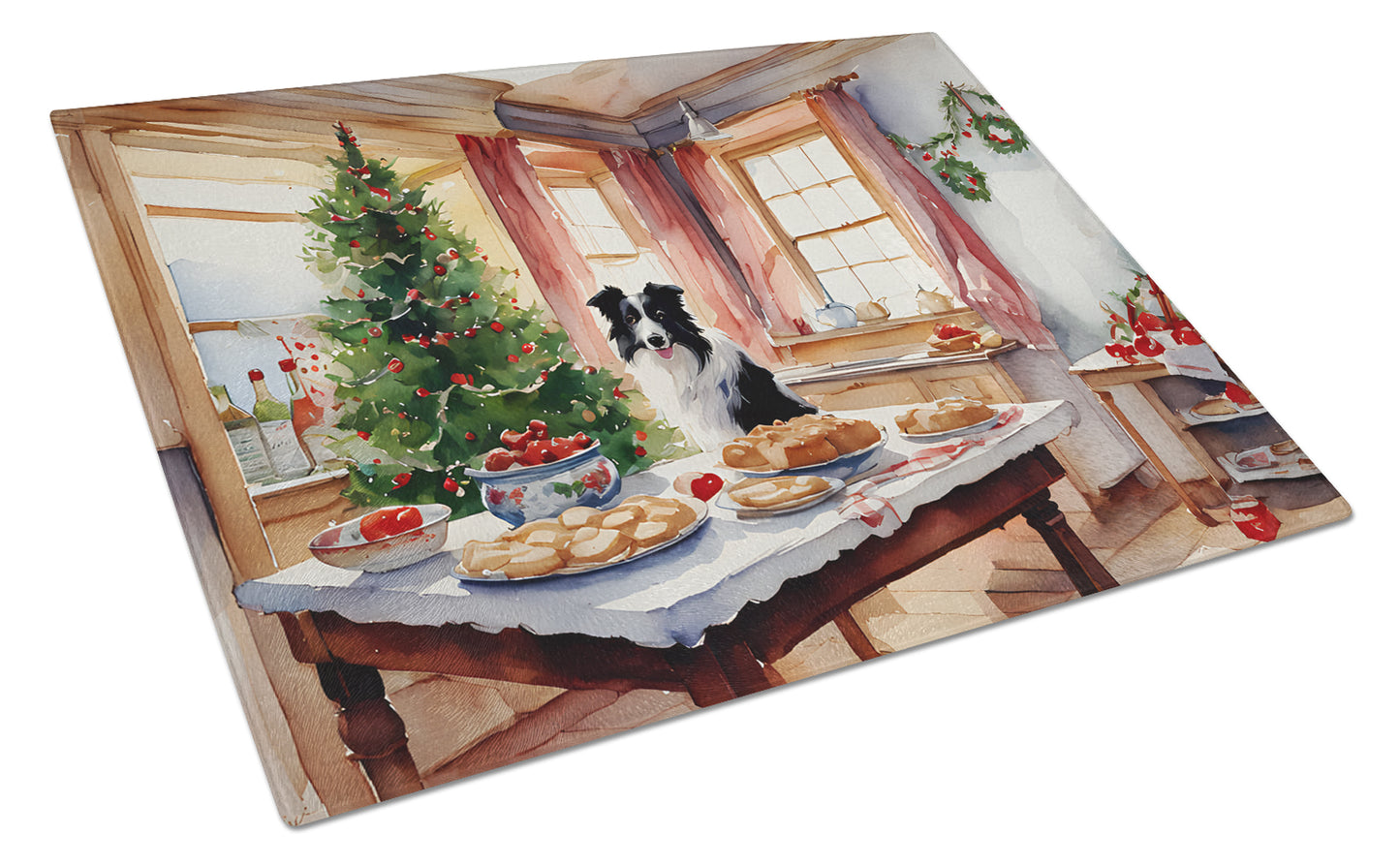 Buy this Border Collie Christmas Cookies Glass Cutting Board