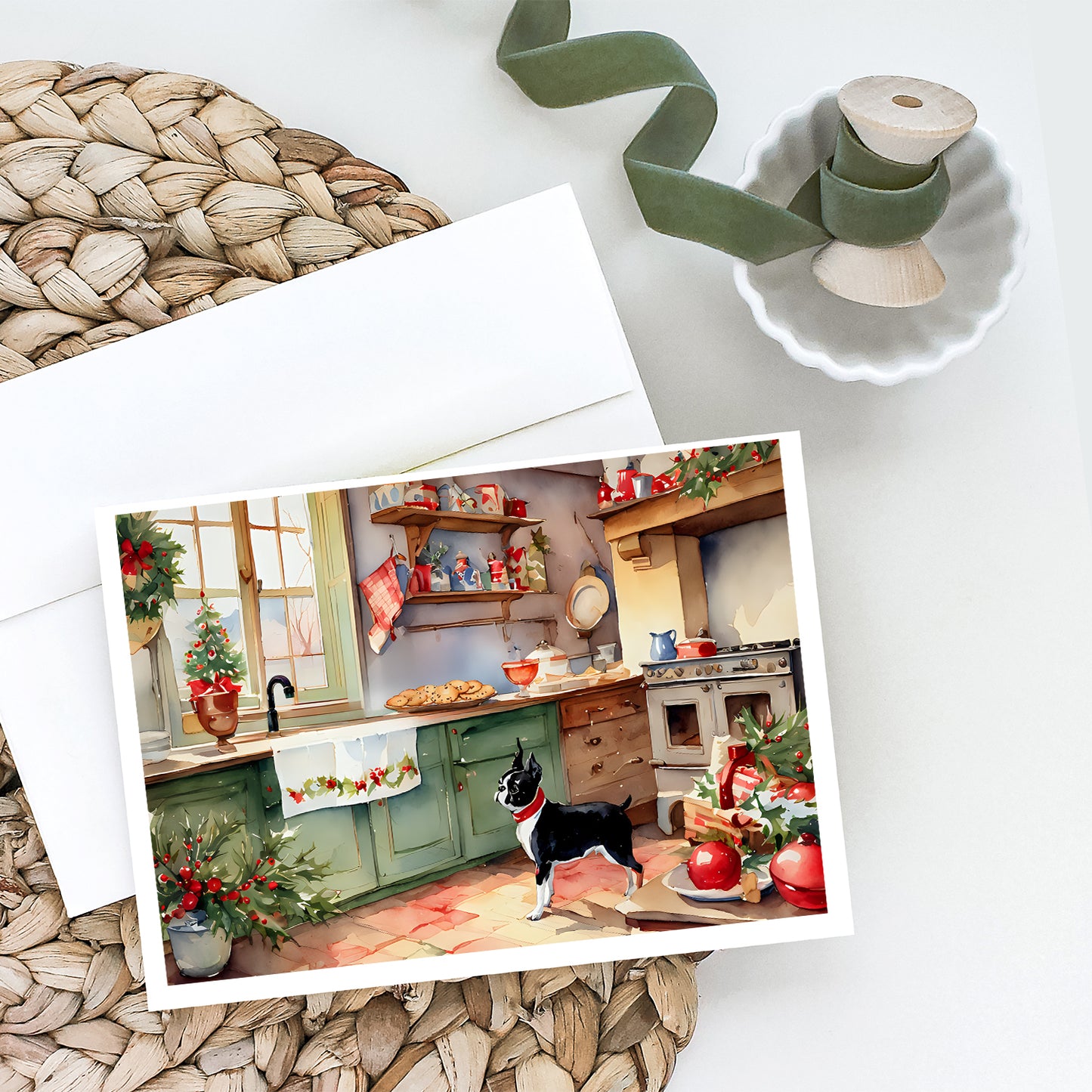 Boston Terrier Christmas Cookies Greeting Cards Pack of 8