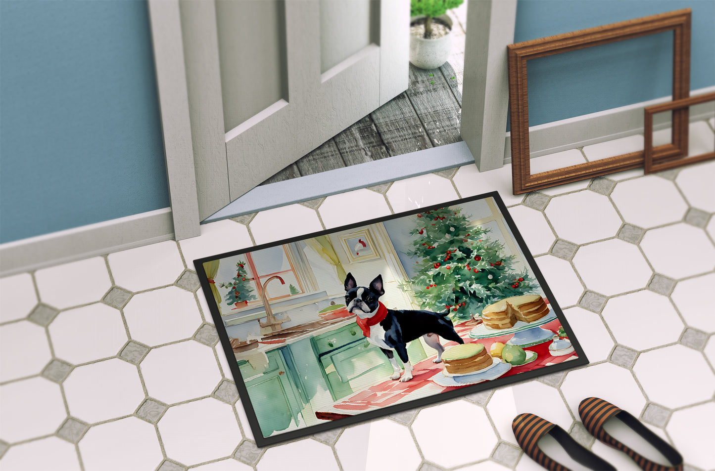 Boston Terrier Christmas Cookies Doormat