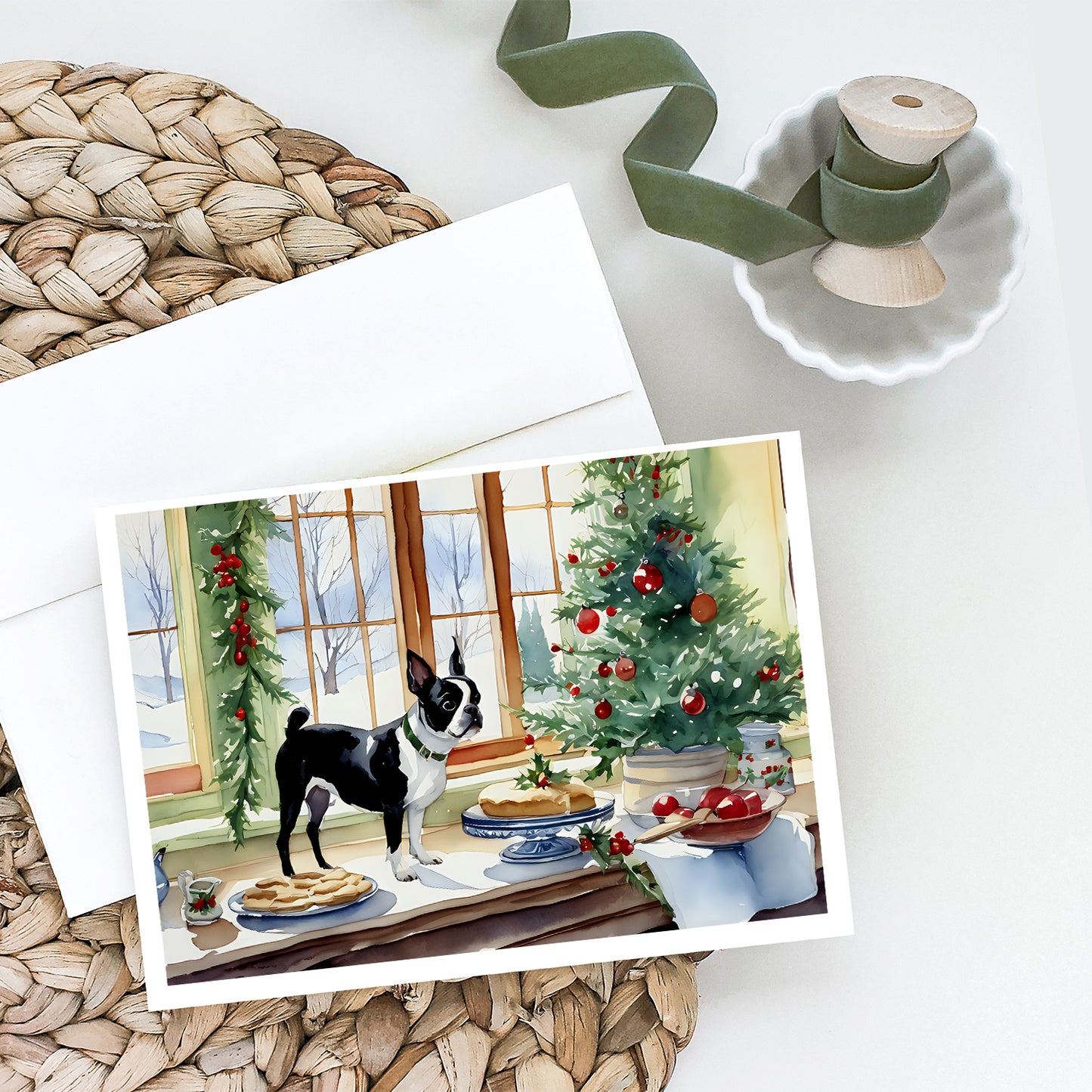 Boston Terrier Christmas Cookies Greeting Cards Pack of 8