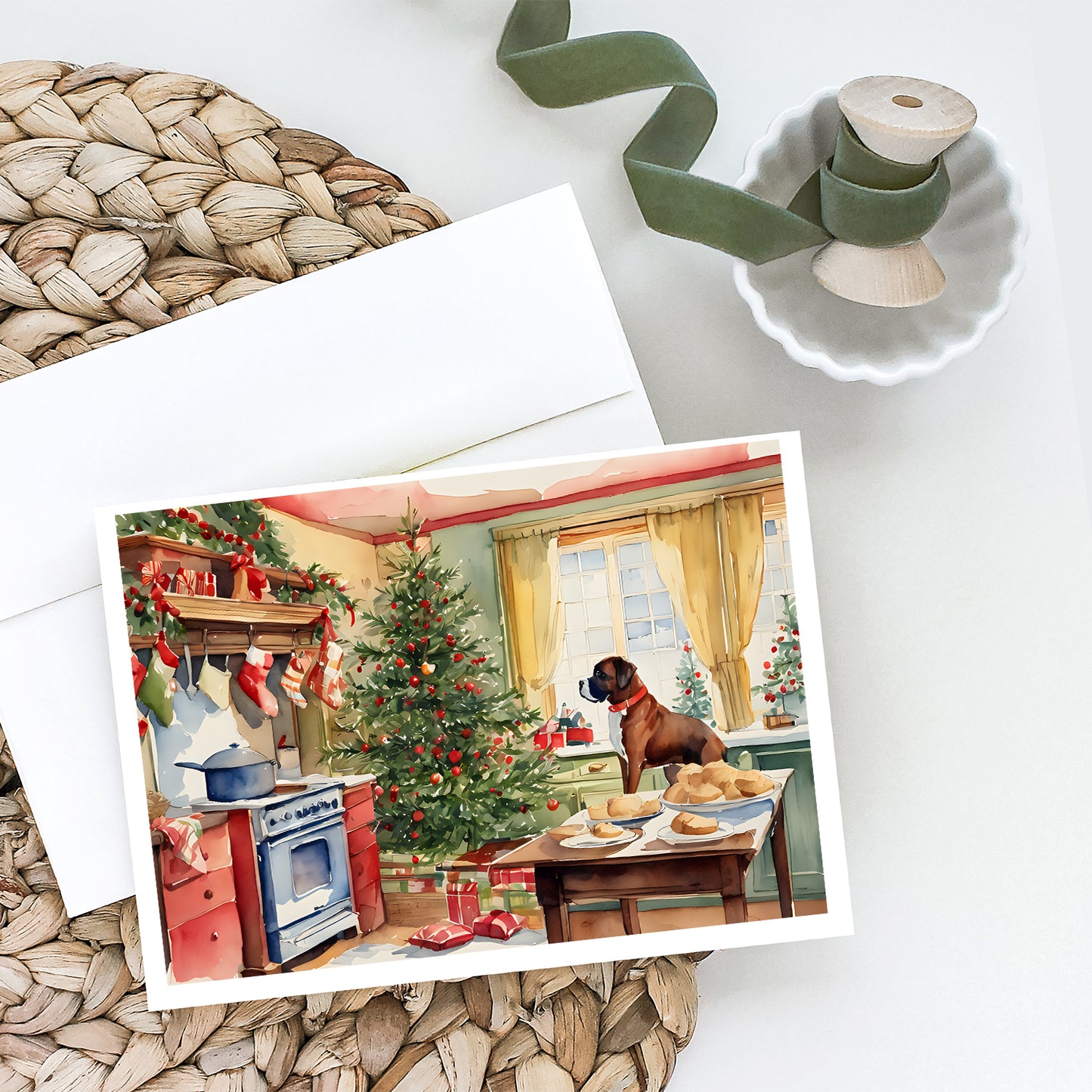 Boxer Christmas Cookies Greeting Cards Pack of 8