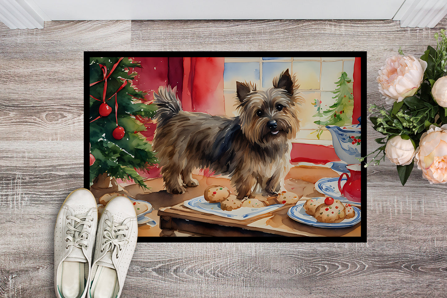 Cairn Terrier Christmas Cookies Doormat