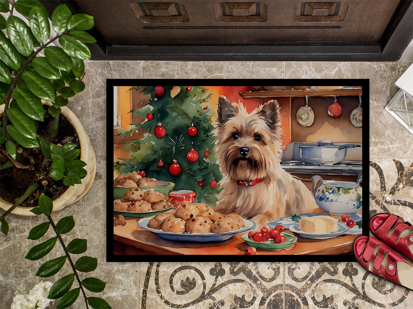 Cairn Terrier Christmas Cookies Doormat