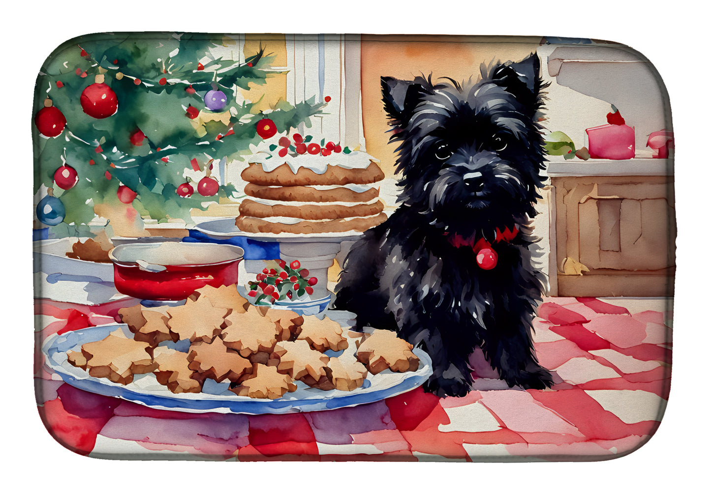 Buy this Cairn Terrier Christmas Cookies Dish Drying Mat