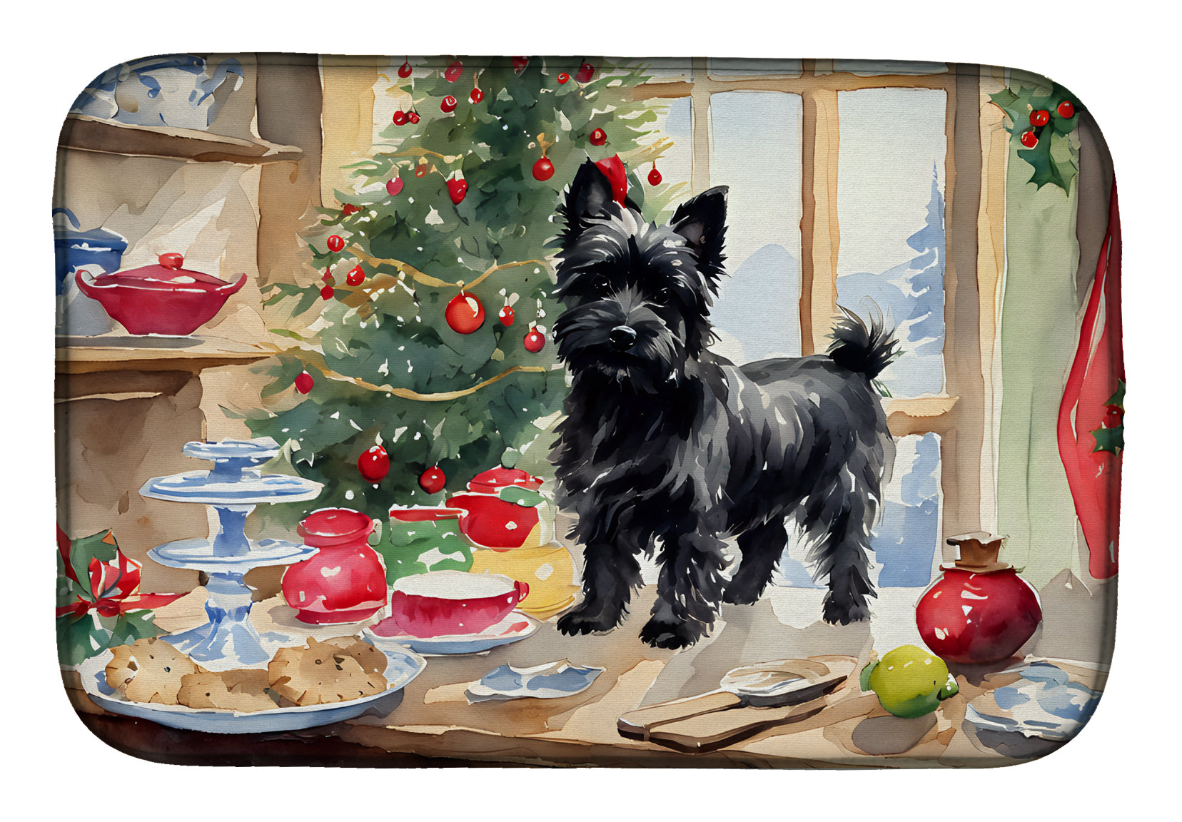 Buy this Cairn Terrier Christmas Cookies Dish Drying Mat