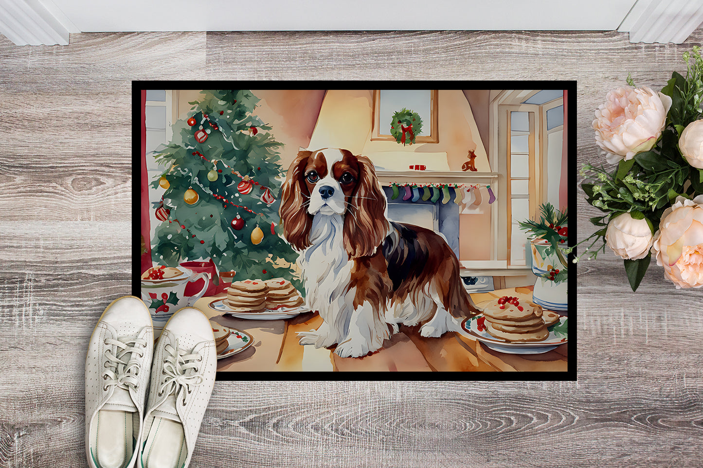 Cavalier Spaniel Christmas Cookies Doormat