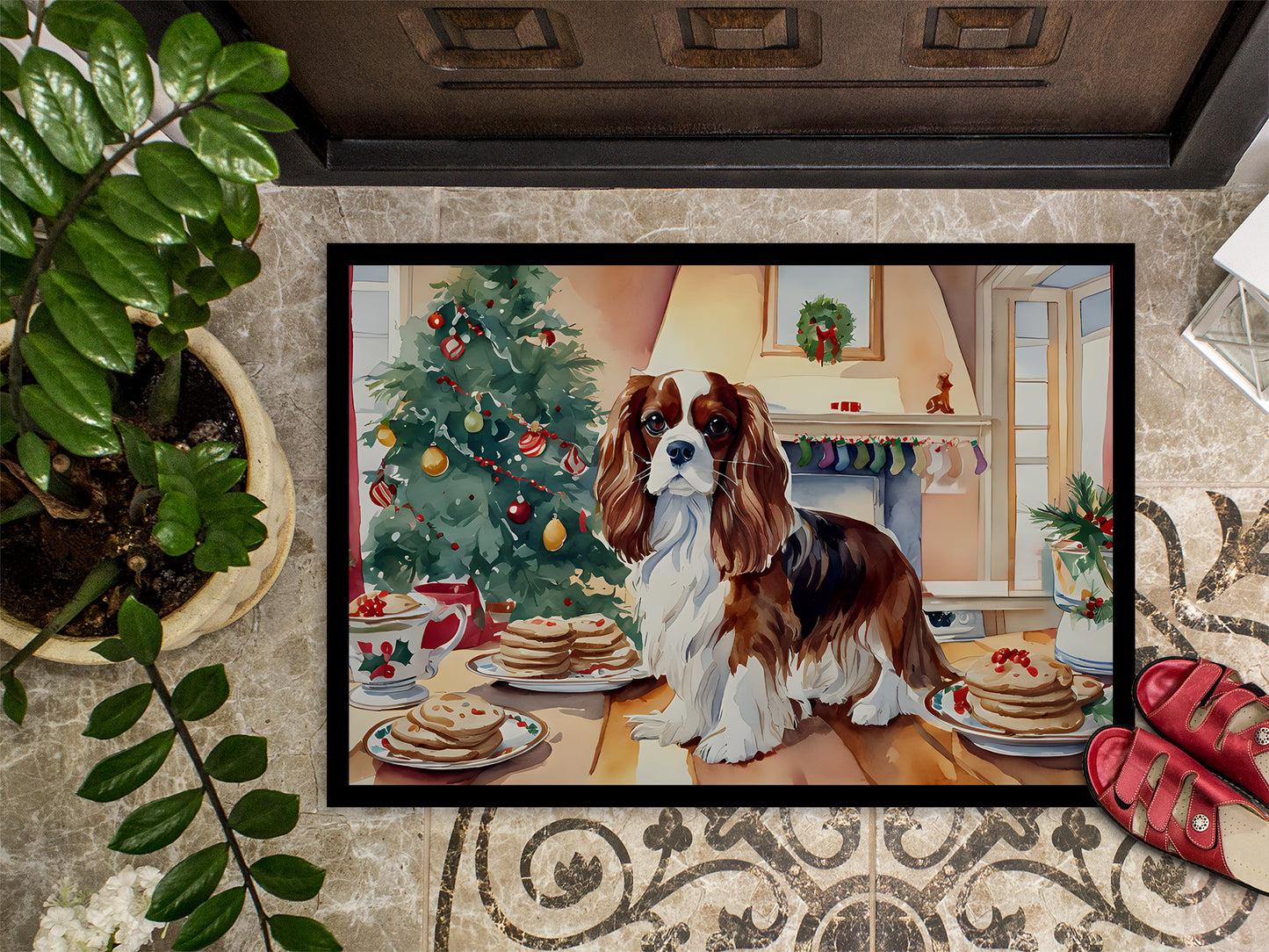 Cavalier Spaniel Christmas Cookies Doormat