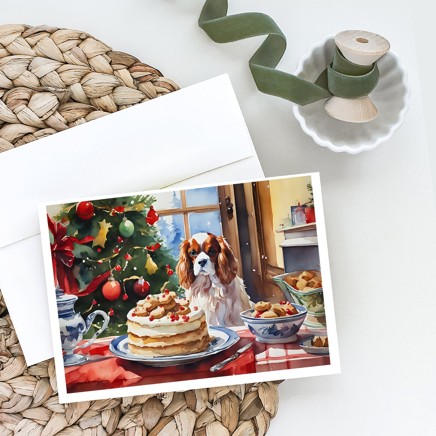 Cavalier Spaniel Christmas Cookies Greeting Cards Pack of 8