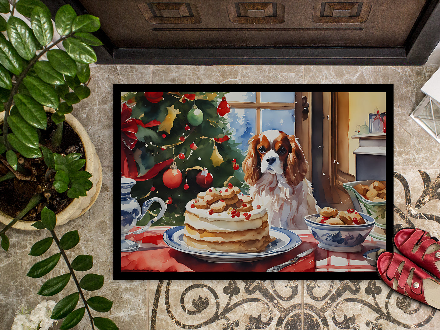 Cavalier Spaniel Christmas Cookies Doormat