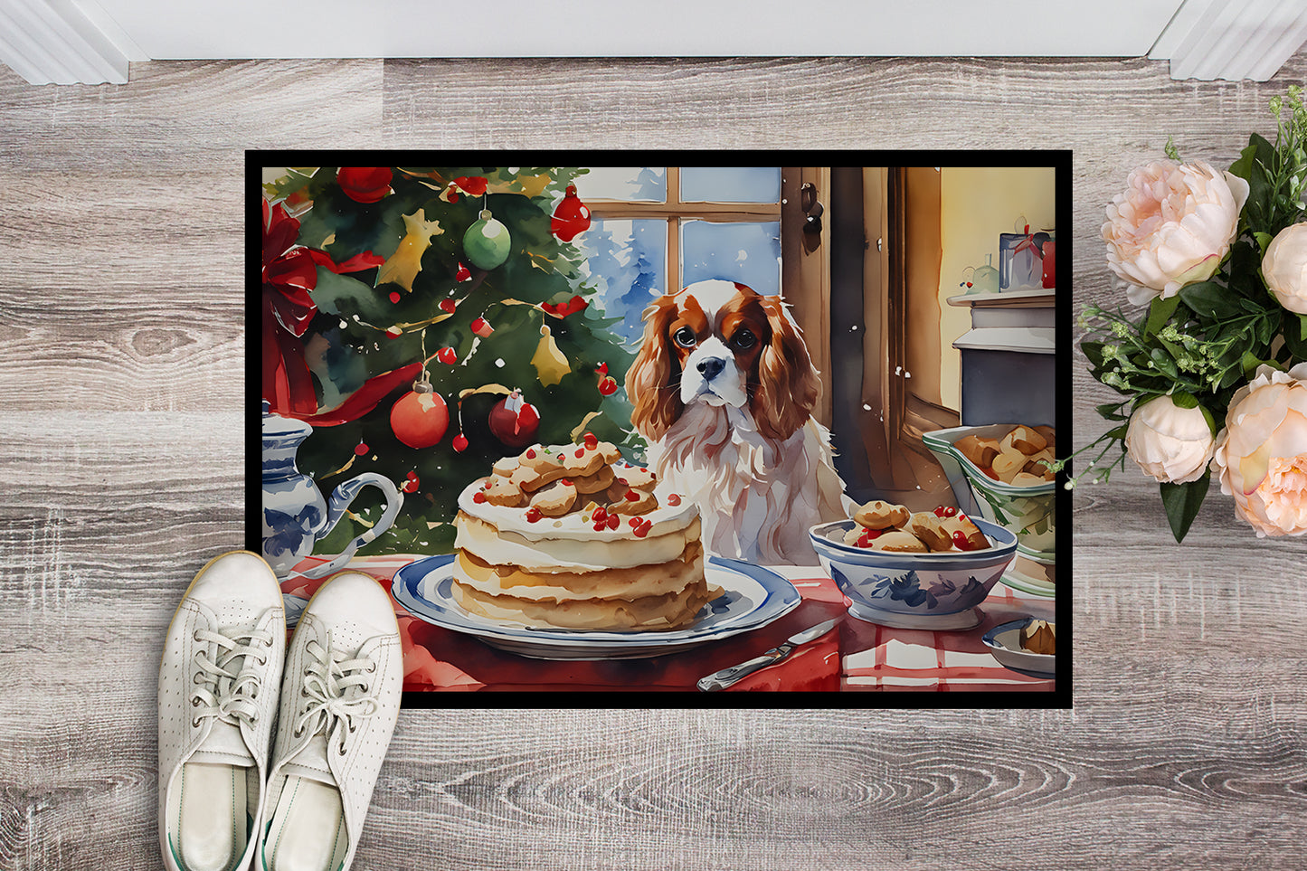 Cavalier Spaniel Christmas Cookies Doormat