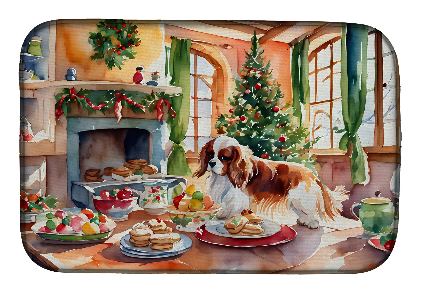 Buy this Cavalier Spaniel Christmas Cookies Dish Drying Mat