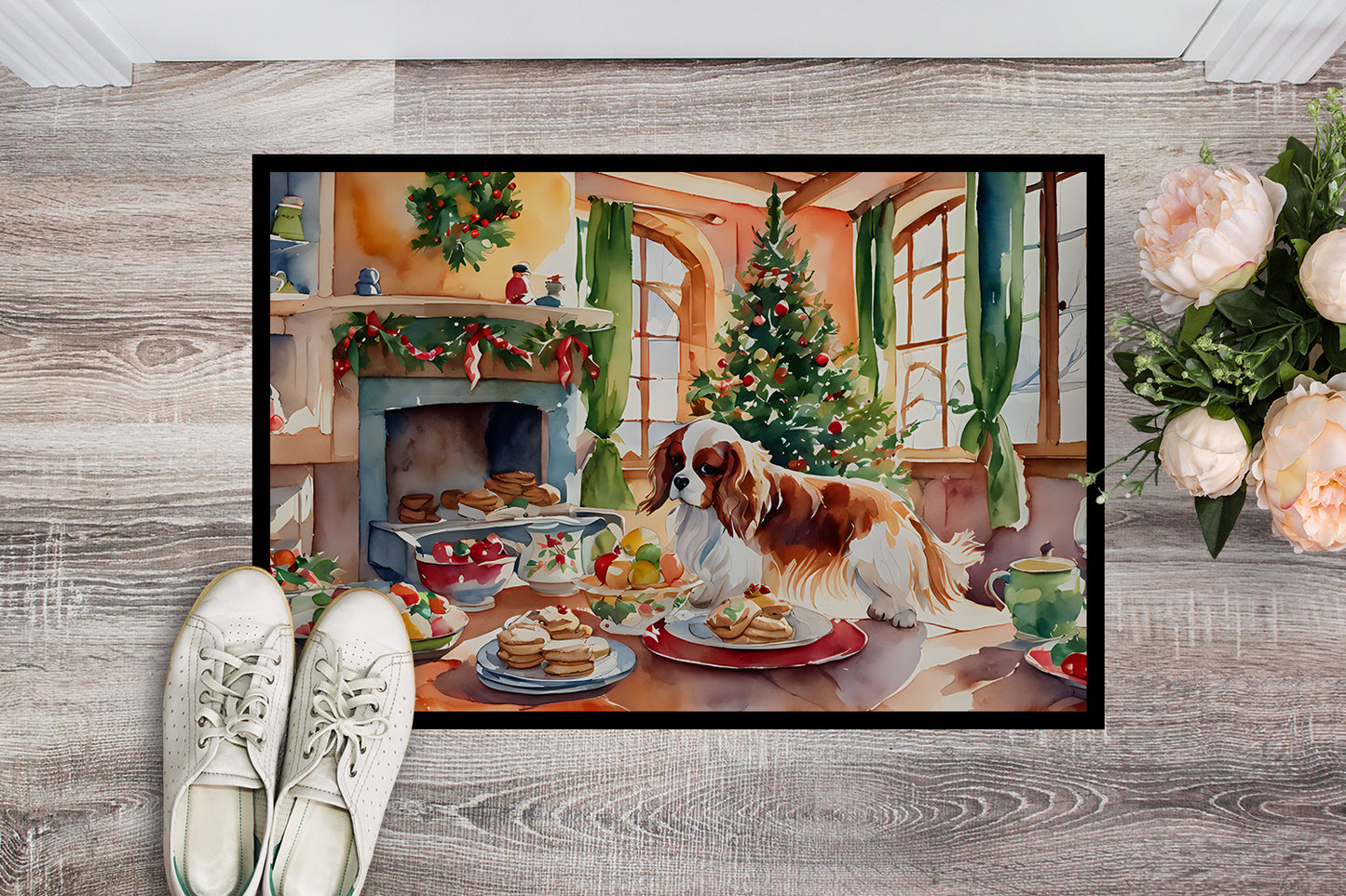 Cavalier Spaniel Christmas Cookies Doormat