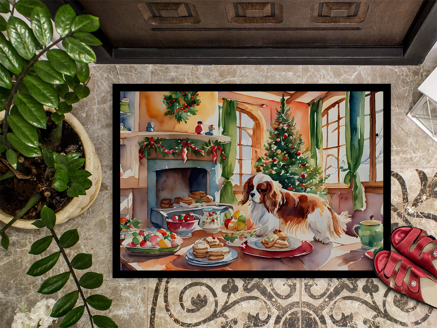 Cavalier Spaniel Christmas Cookies Doormat