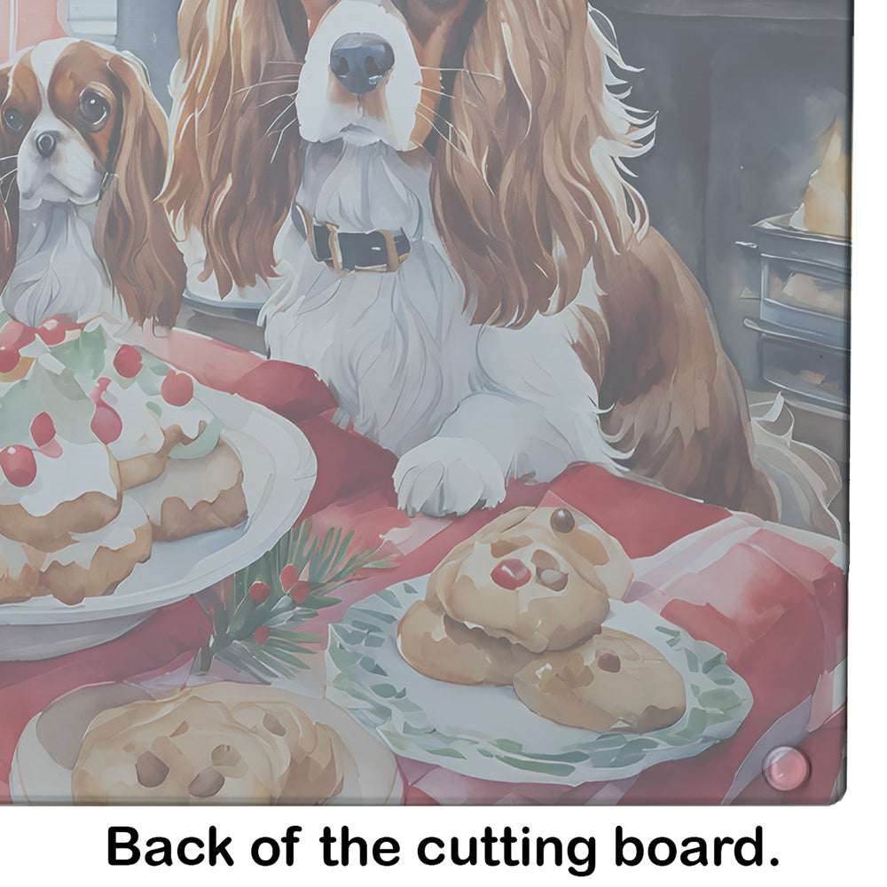 Cavalier Spaniel Christmas Cookies Glass Cutting Board