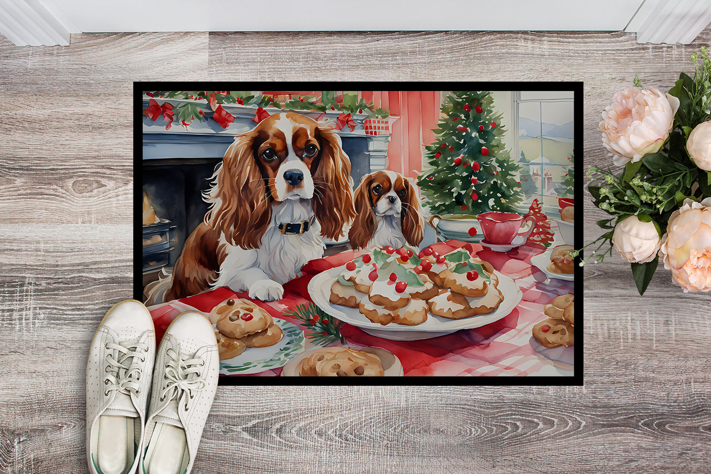 Cavalier Spaniel Christmas Cookies Doormat