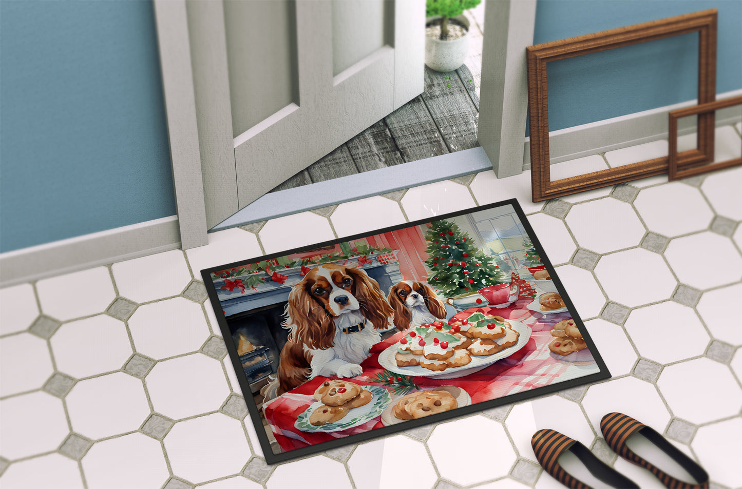 Cavalier Spaniel Christmas Cookies Doormat