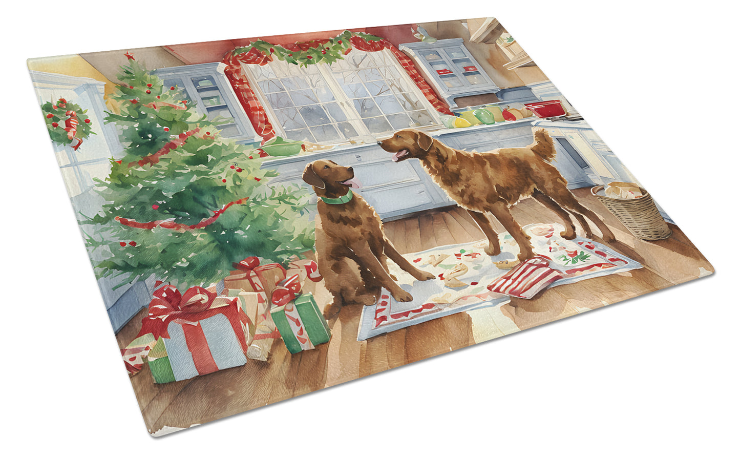 Buy this Chesapeake Bay Retriever Christmas Cookies Glass Cutting Board