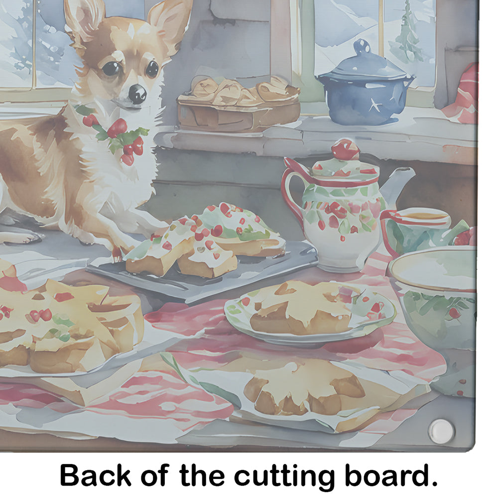 Chihuahua Christmas Cookies Glass Cutting Board