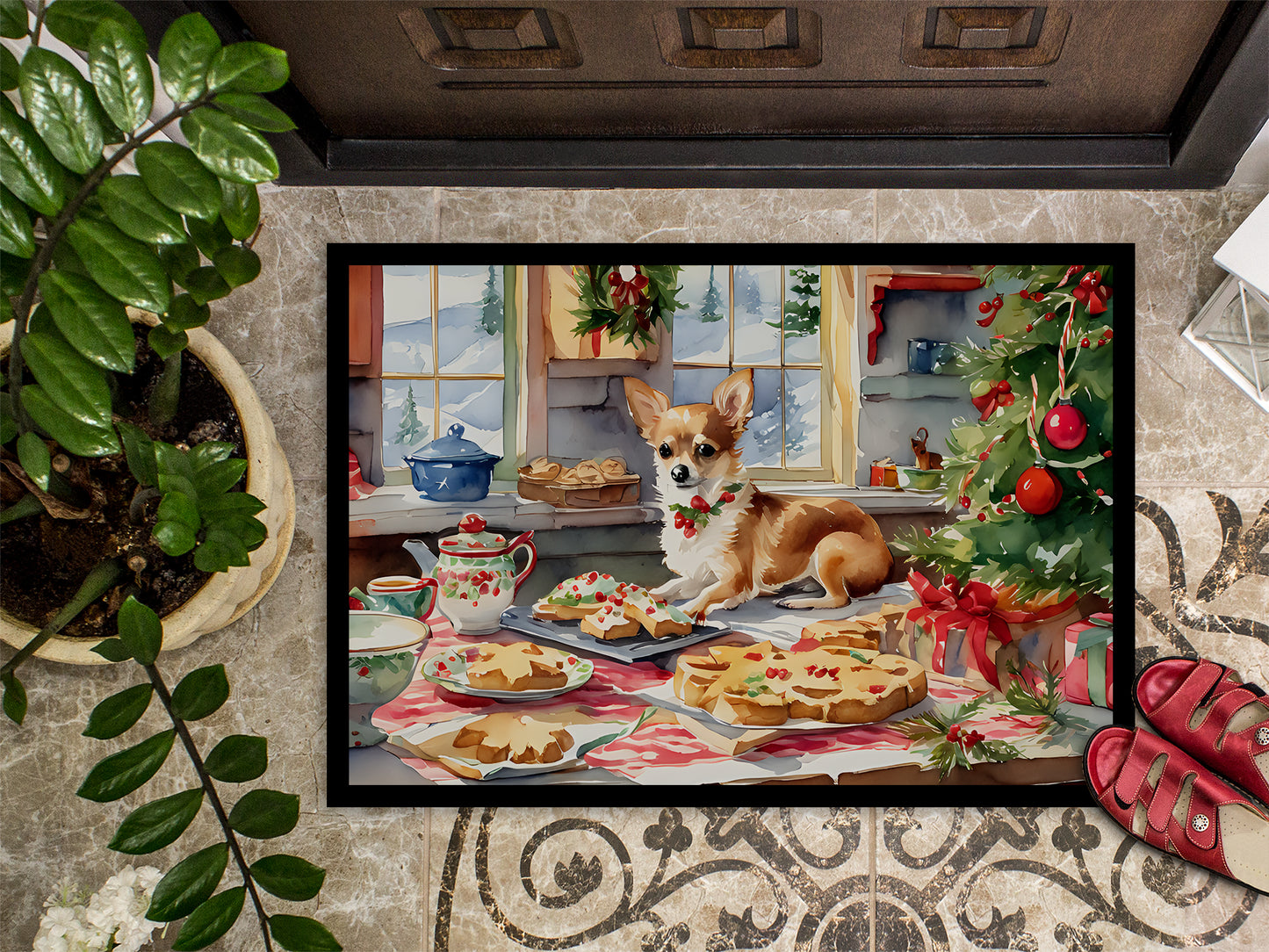 Chihuahua Christmas Cookies Doormat