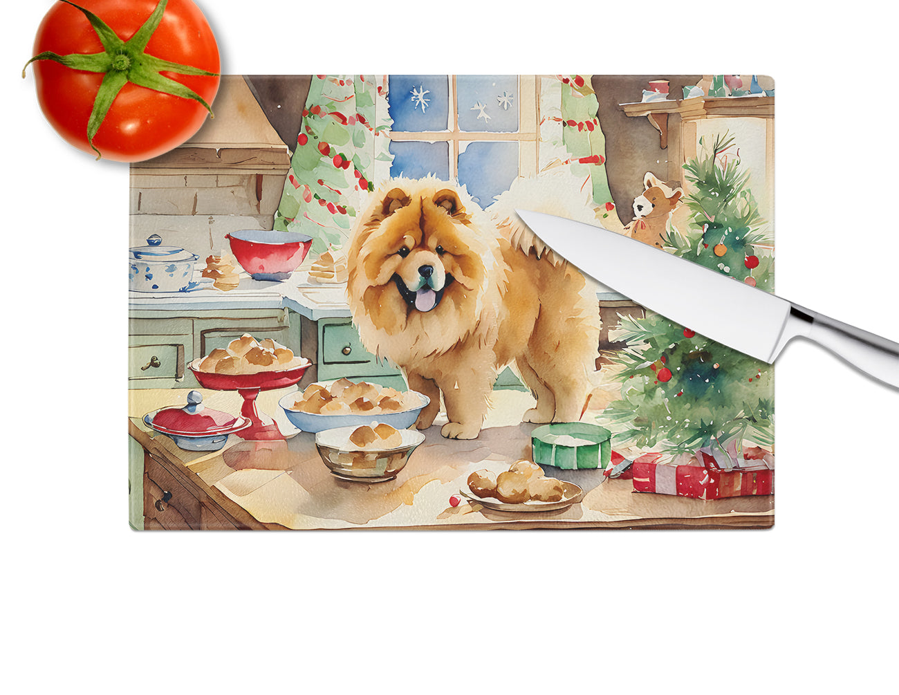 Chow Chow Christmas Cookies Glass Cutting Board