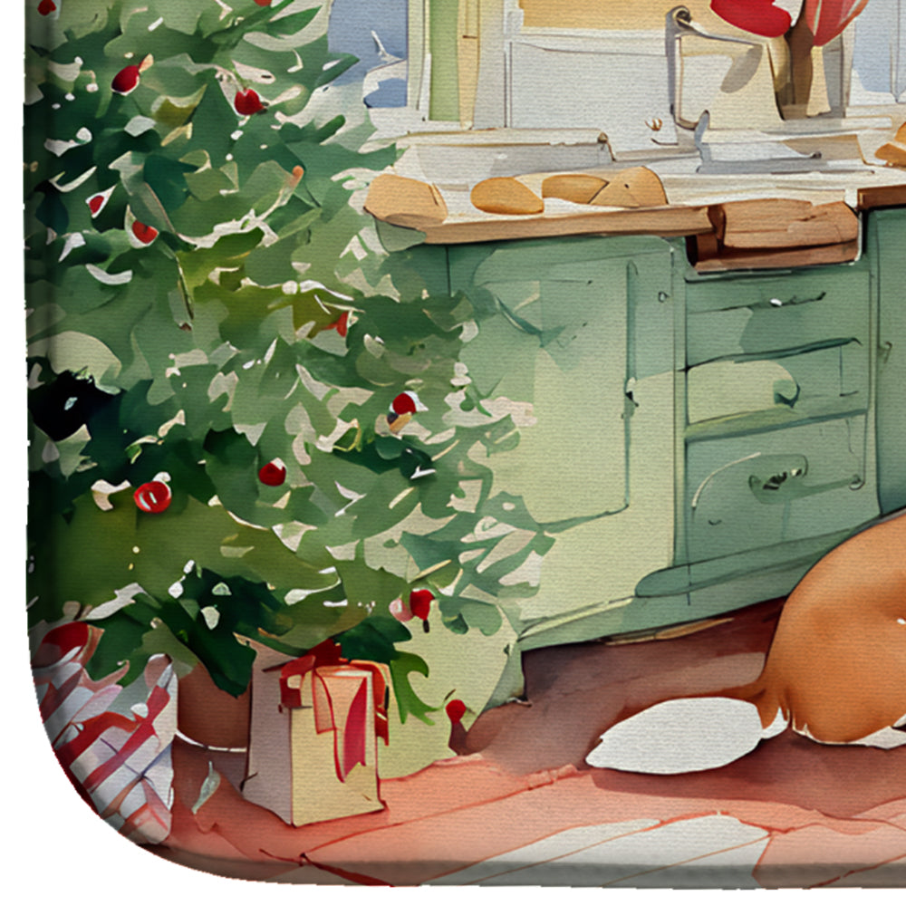 Corgi Christmas Cookies Dish Drying Mat