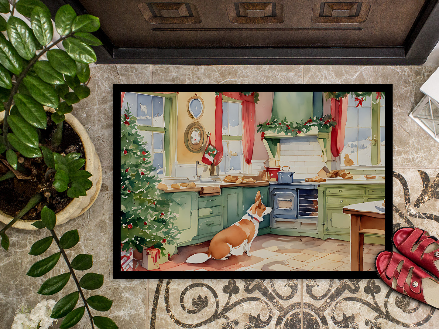 Corgi Christmas Cookies Doormat