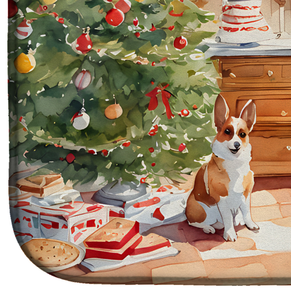 Corgi Christmas Cookies Dish Drying Mat