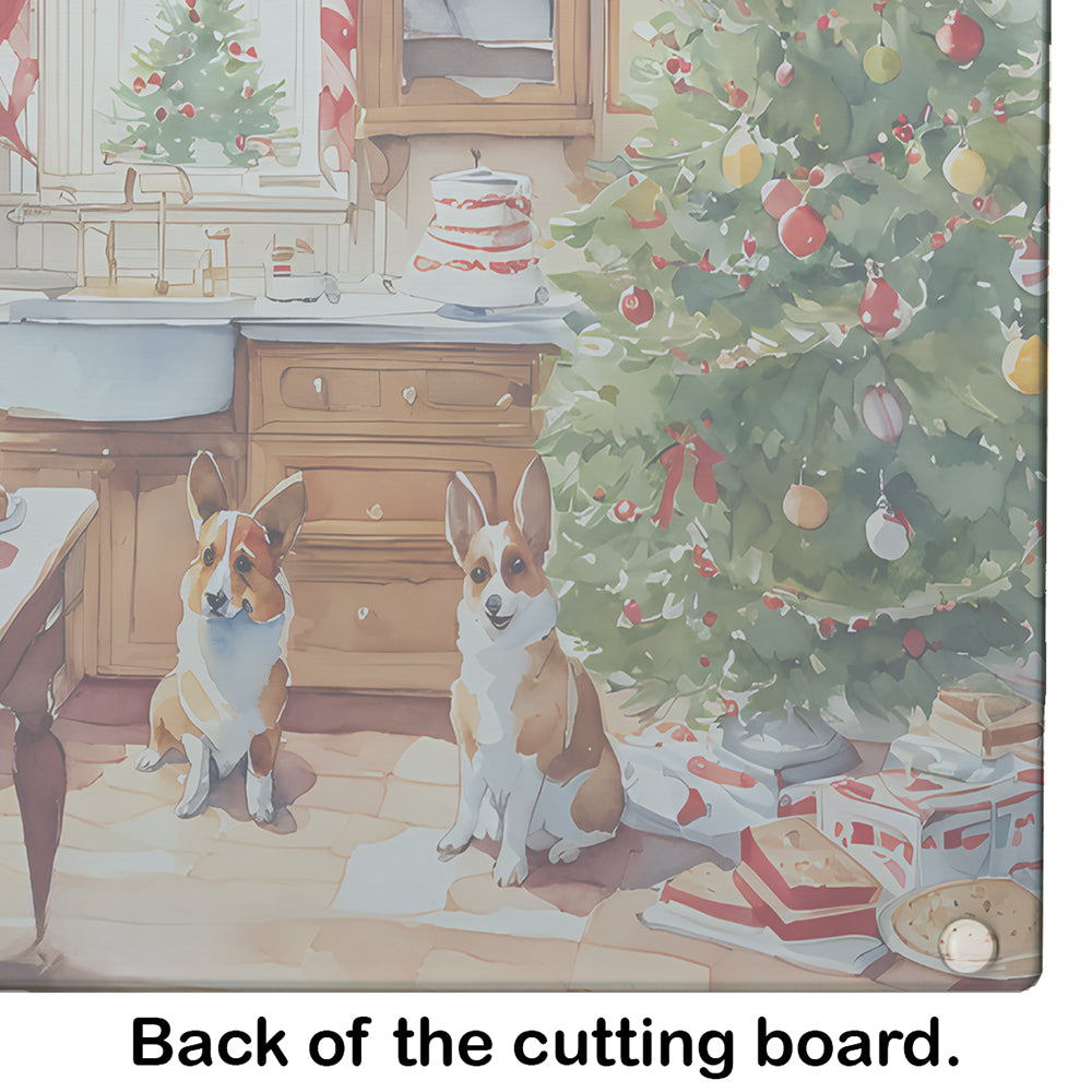 Corgi Christmas Cookies Glass Cutting Board