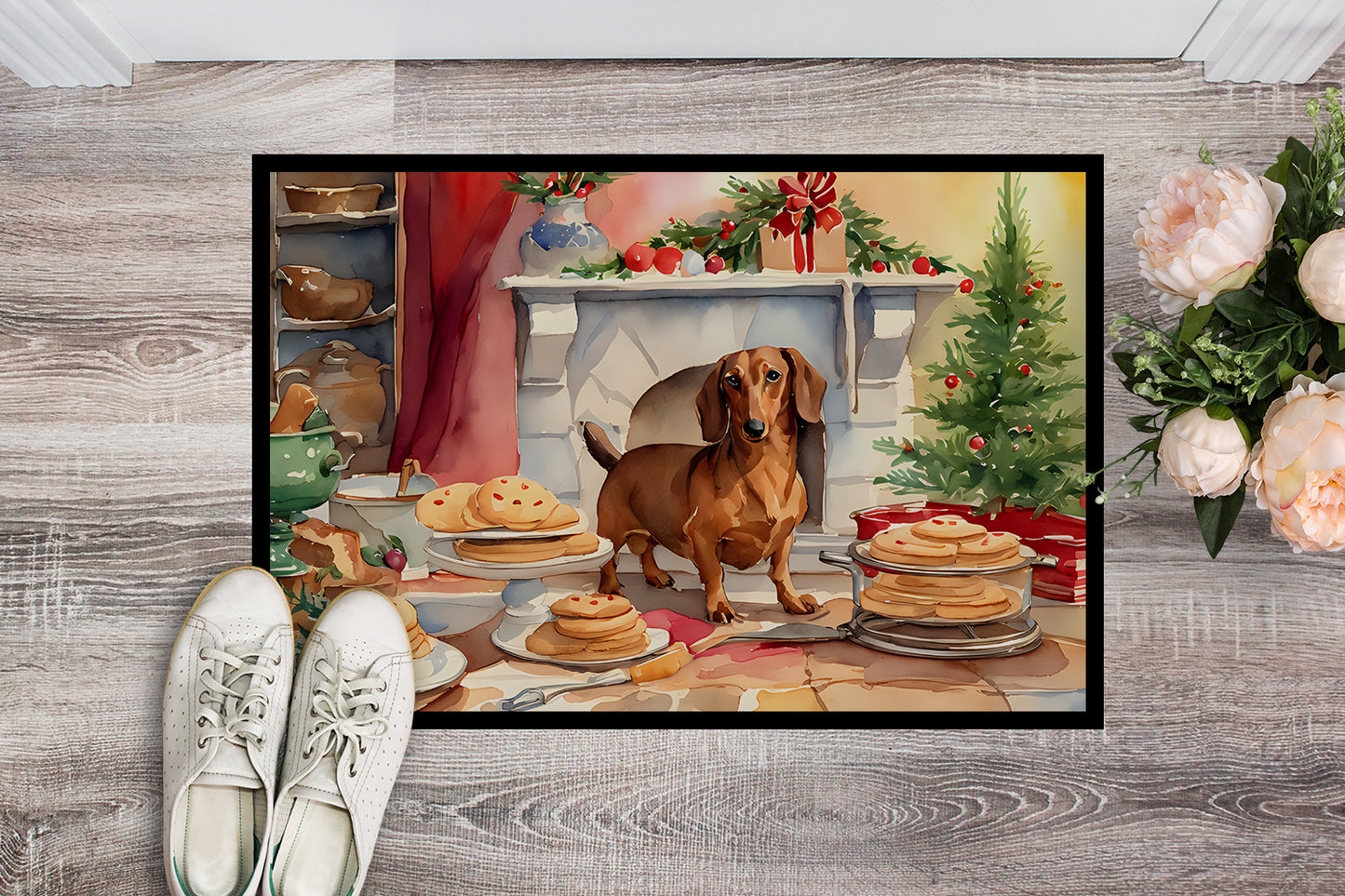 Dachshund Christmas Cookies Doormat