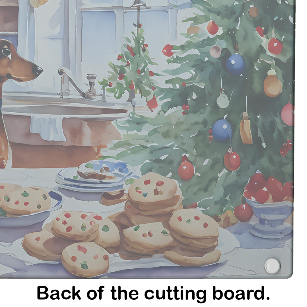 Dachshund Christmas Cookies Glass Cutting Board