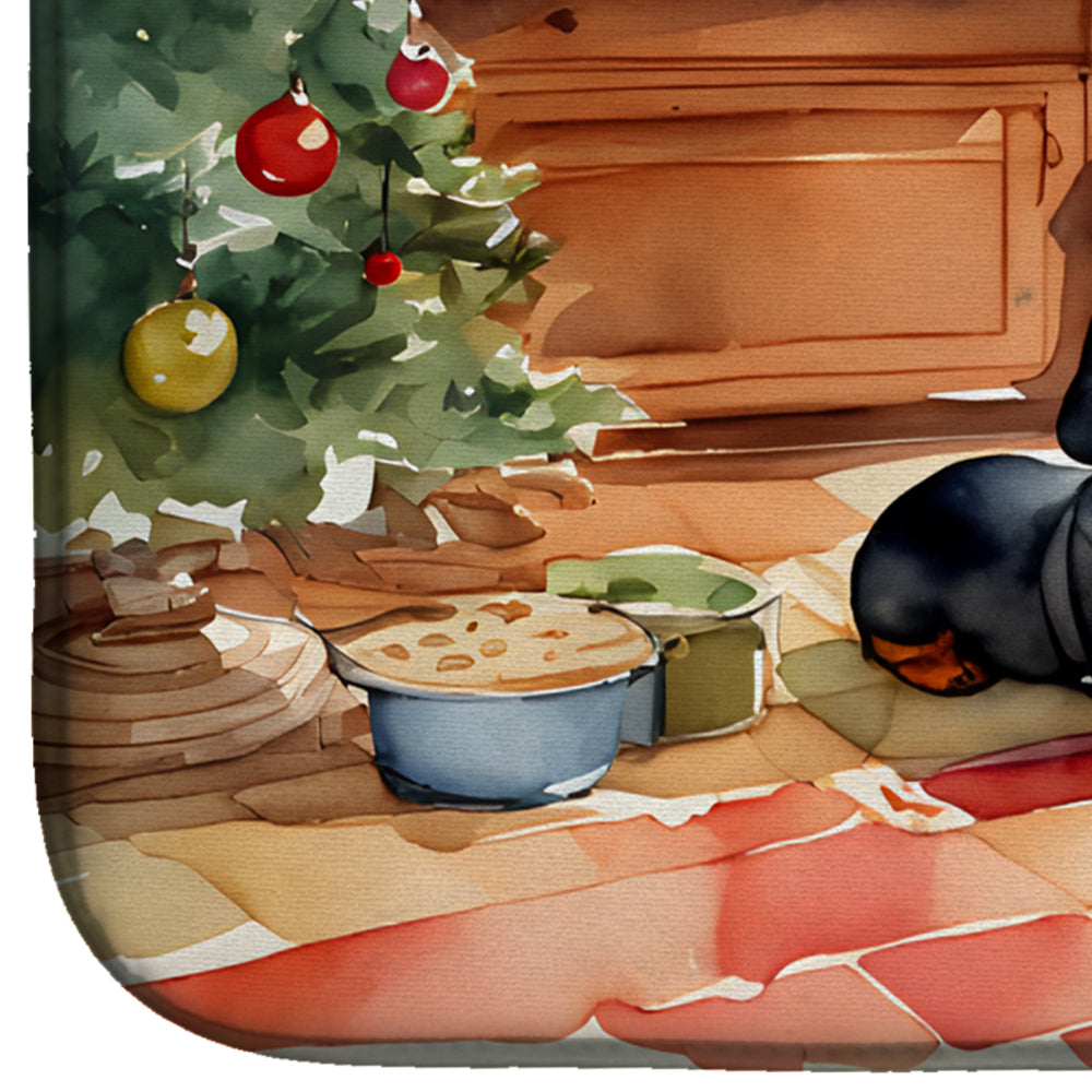 Dachshund Christmas Cookies Dish Drying Mat