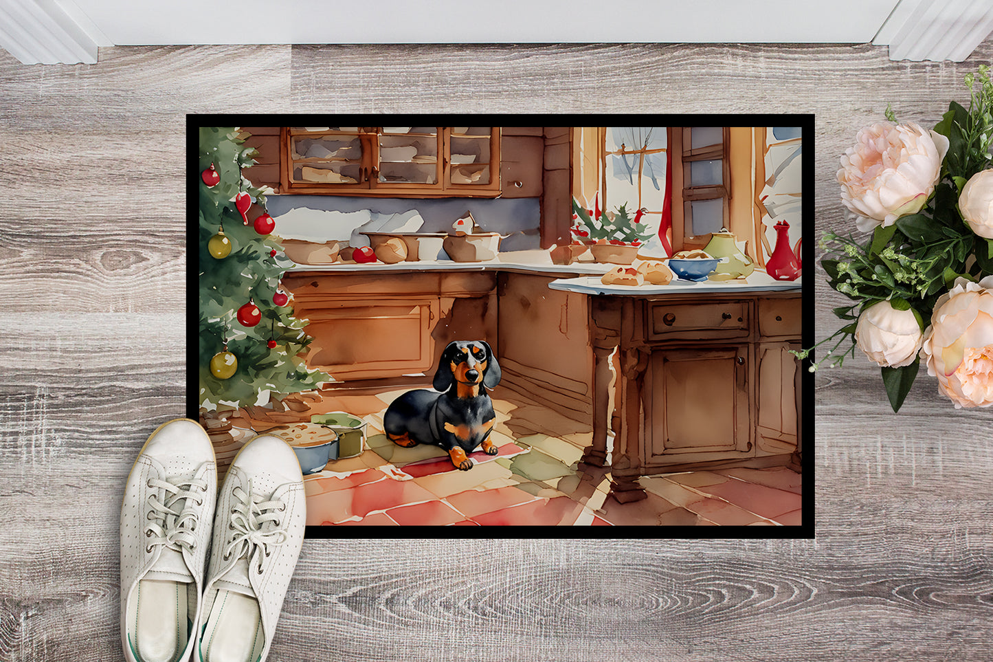 Dachshund Christmas Cookies Doormat