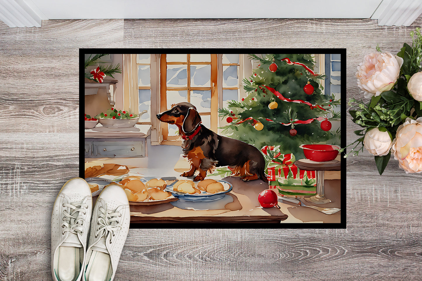 Dachshund Christmas Cookies Doormat