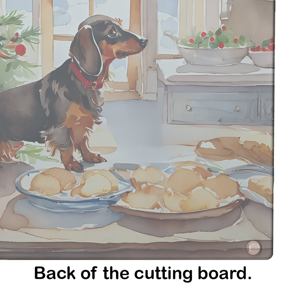 Dachshund Christmas Cookies Glass Cutting Board