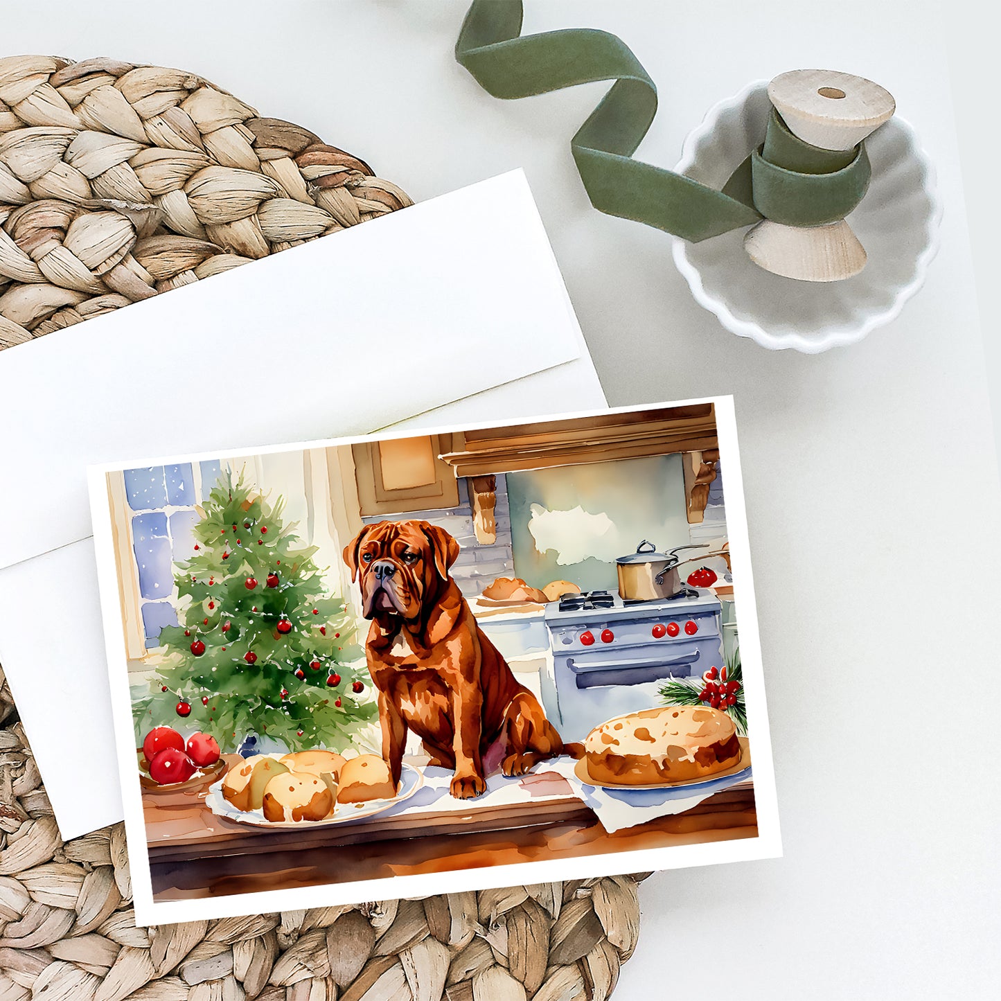 Dogue de Bordeaux Christmas Cookies Greeting Cards Pack of 8