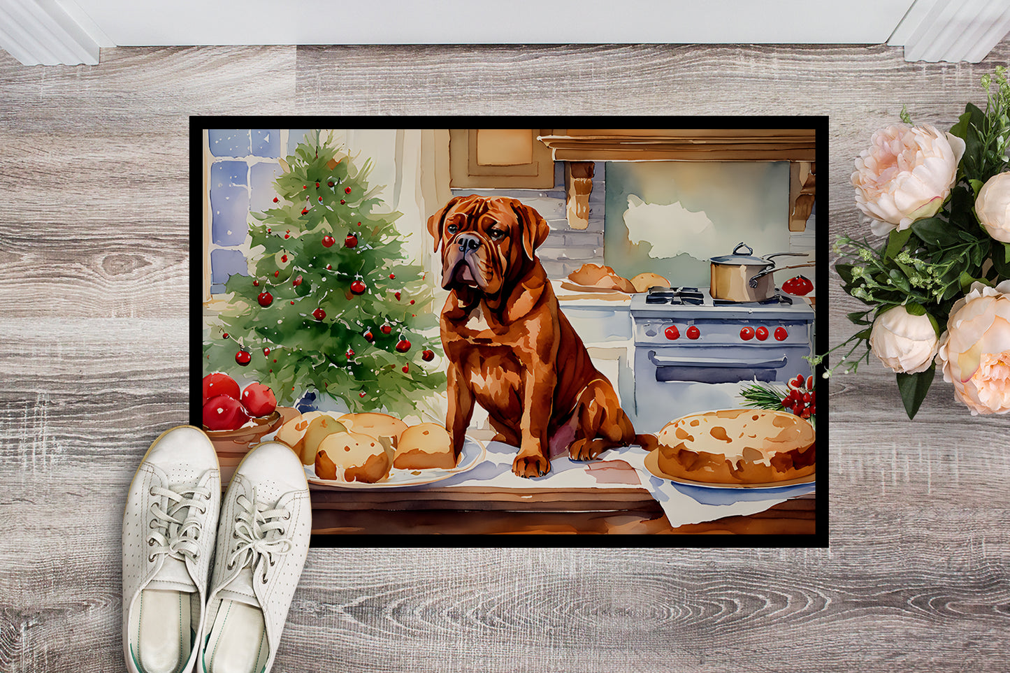 Dogue de Bordeaux Christmas Cookies Doormat