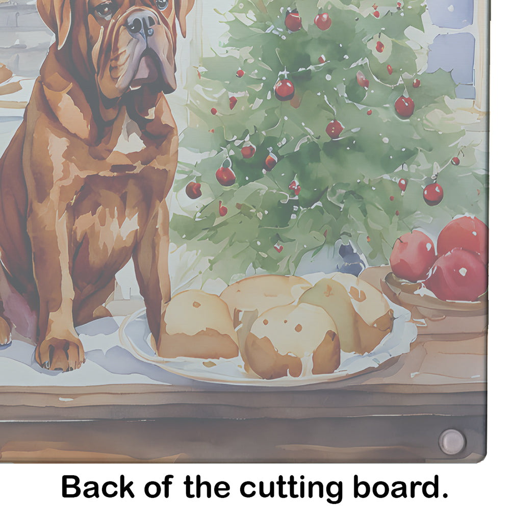 Dogue de Bordeaux Christmas Cookies Glass Cutting Board