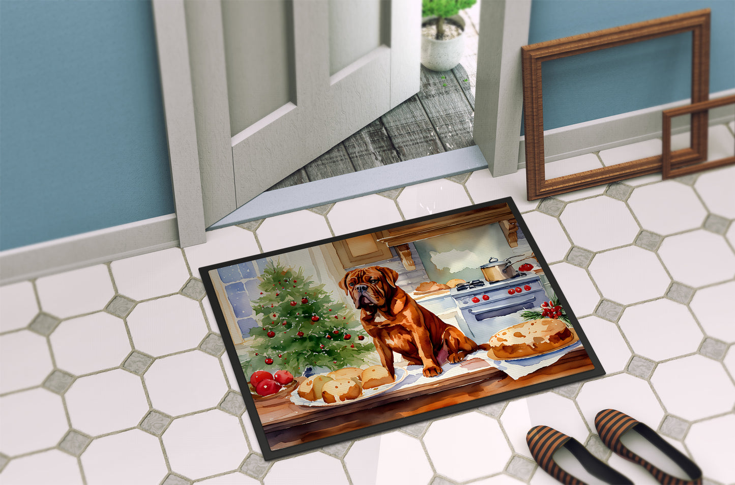 Dogue de Bordeaux Christmas Cookies Doormat