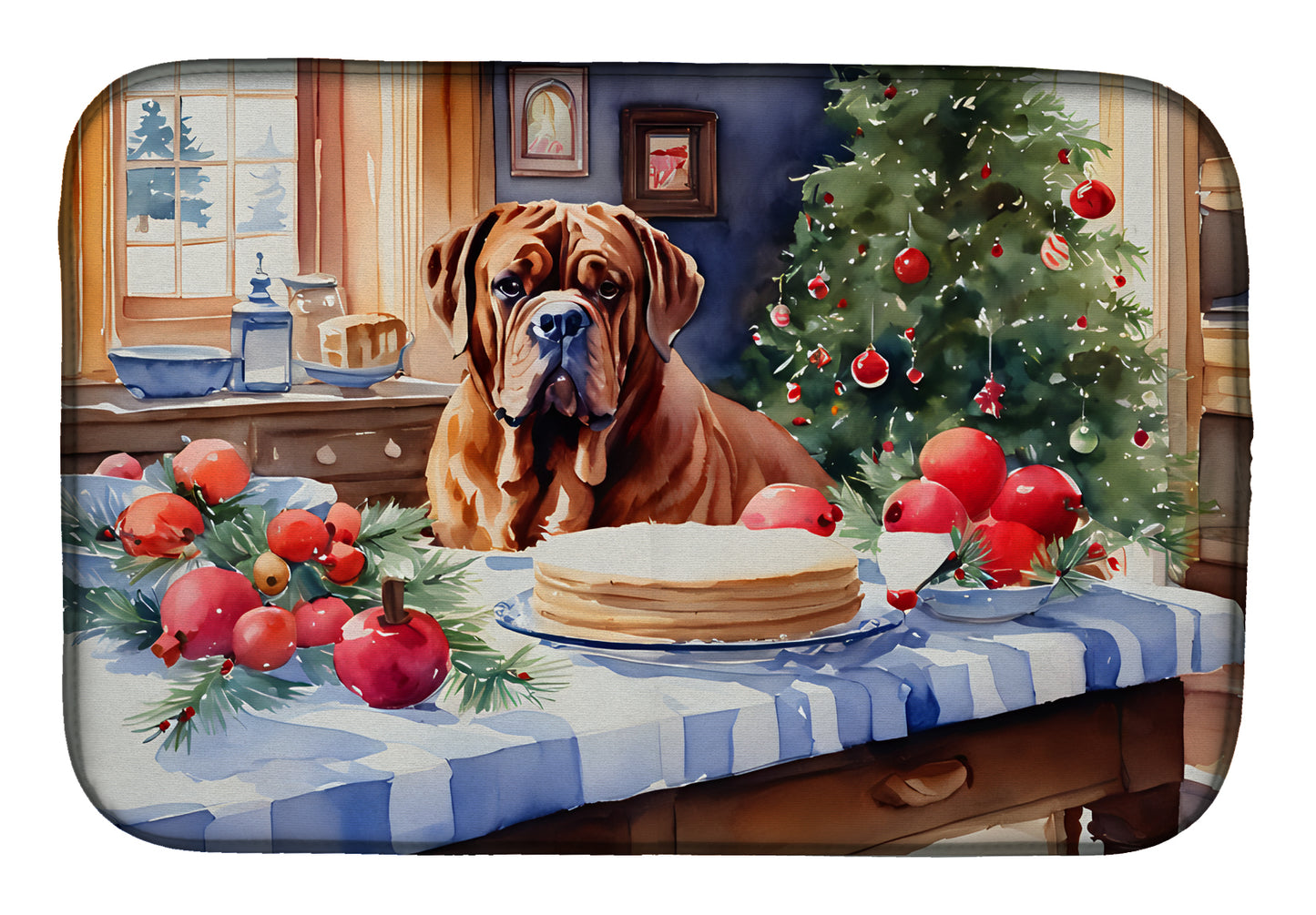 Buy this Dogue de Bordeaux Christmas Cookies Dish Drying Mat