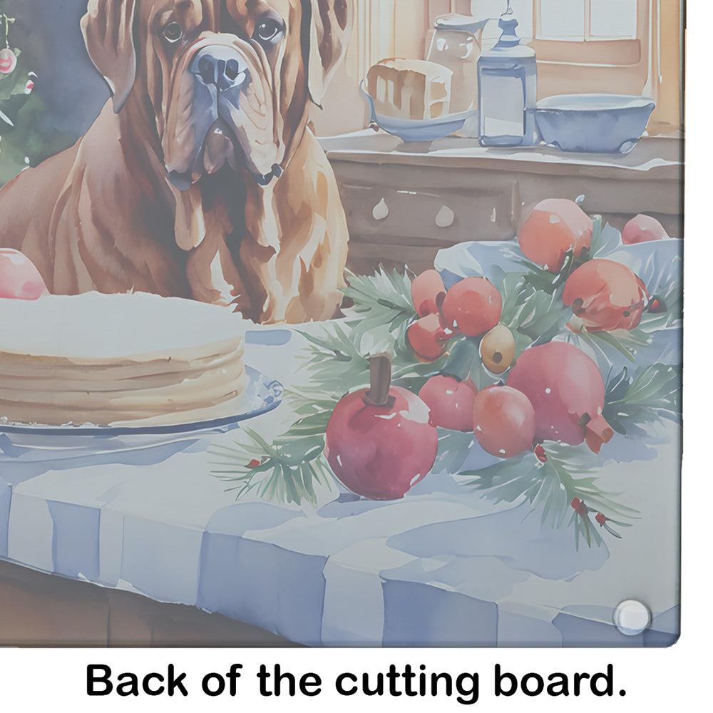 Dogue de Bordeaux Christmas Cookies Glass Cutting Board