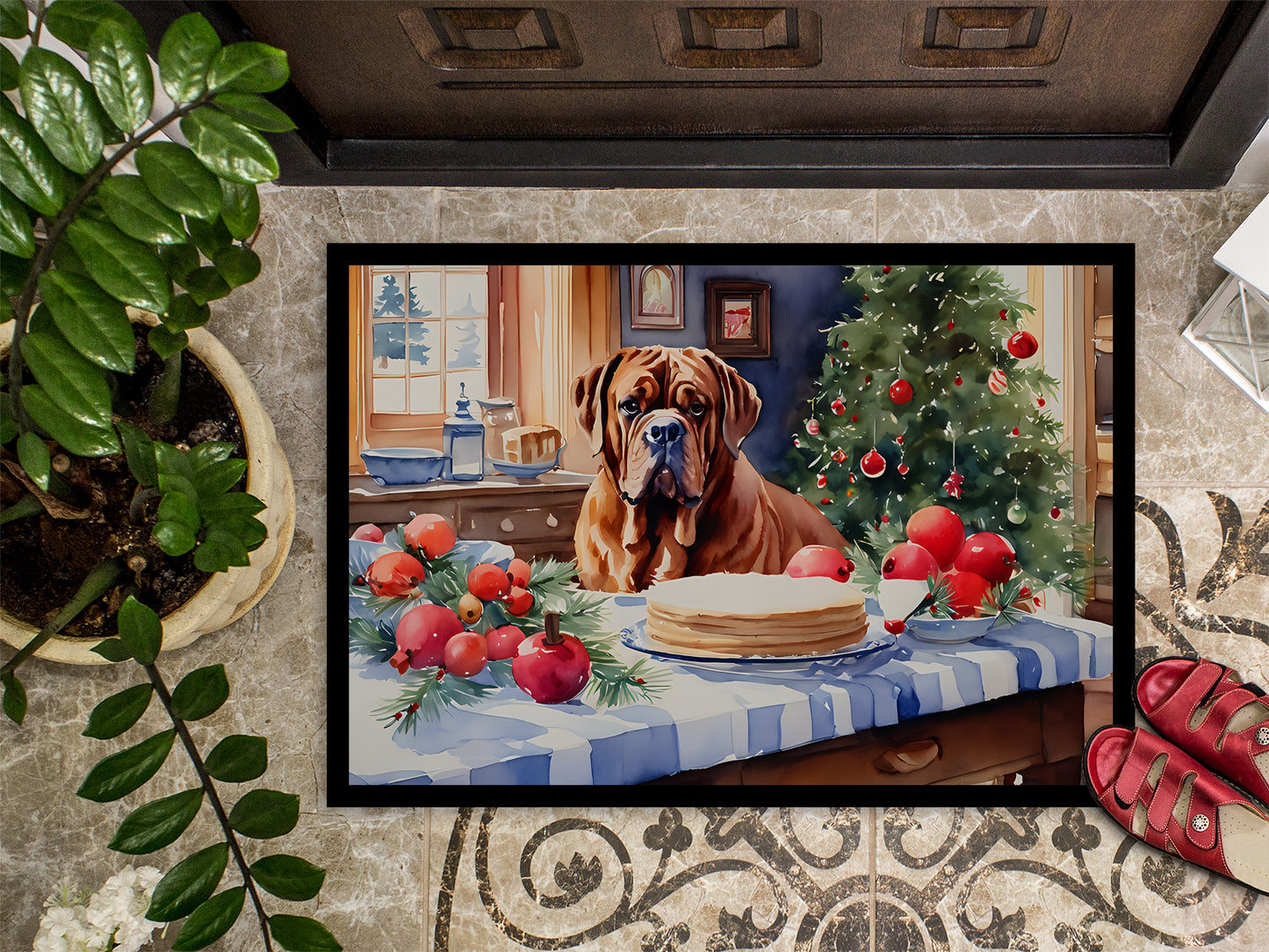 Dogue de Bordeaux Christmas Cookies Doormat