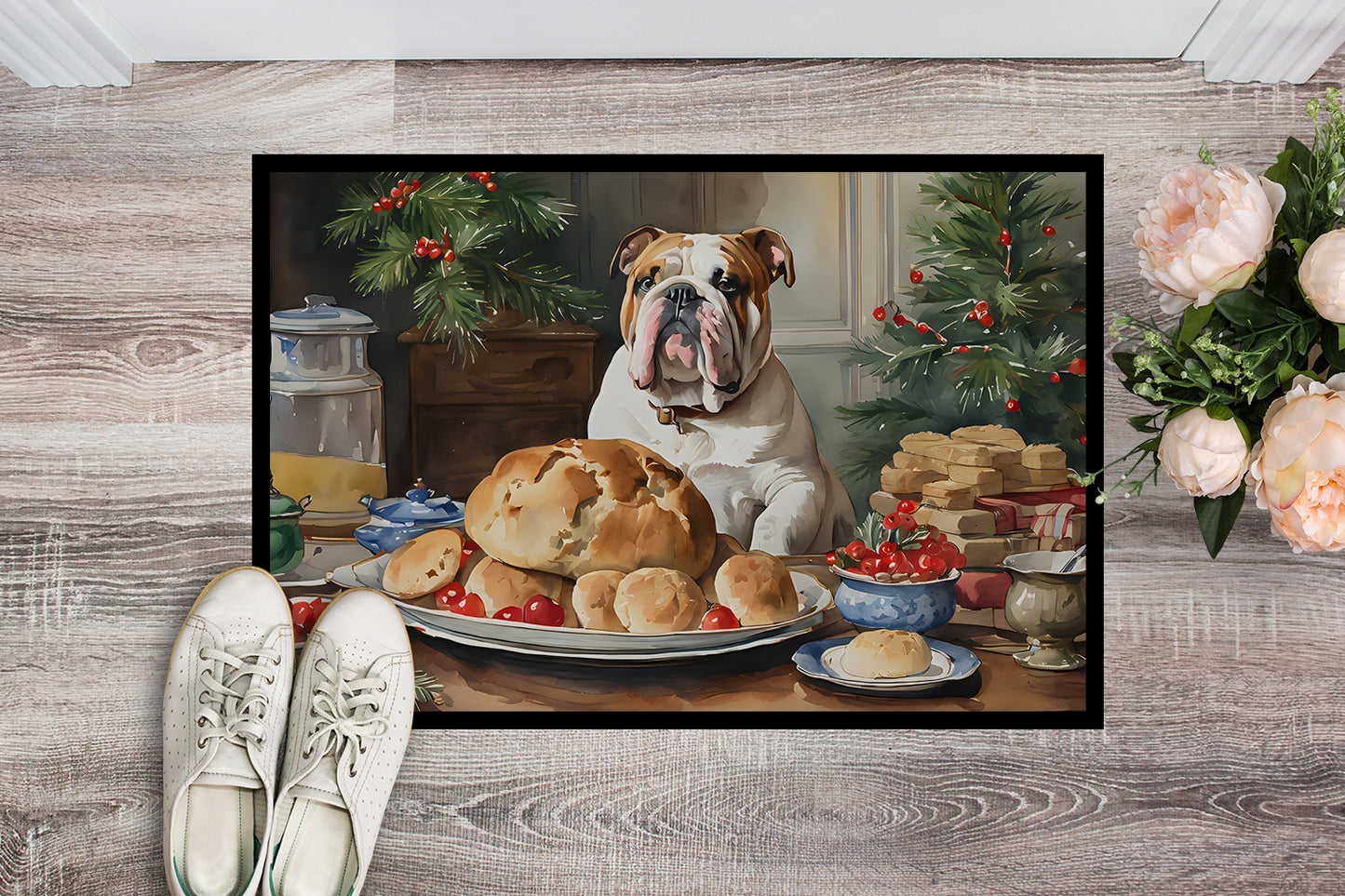 English Bulldog Christmas Cookies Doormat