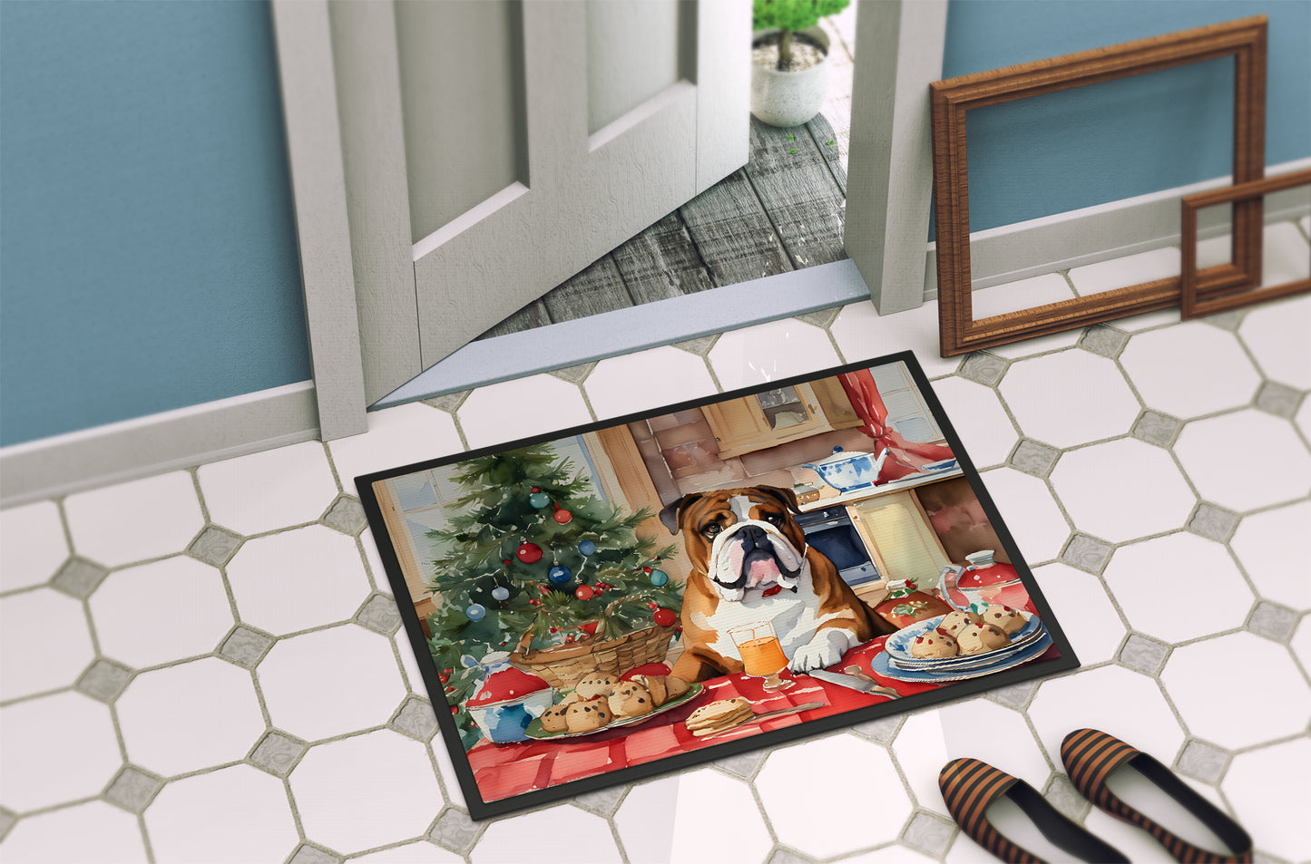 English Bulldog Christmas Cookies Doormat