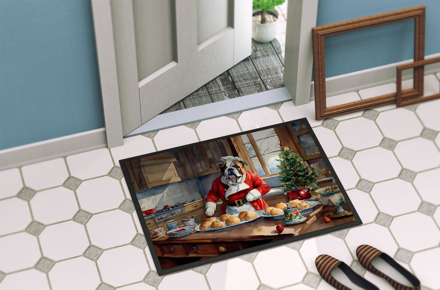 English Bulldog Christmas Cookies Doormat