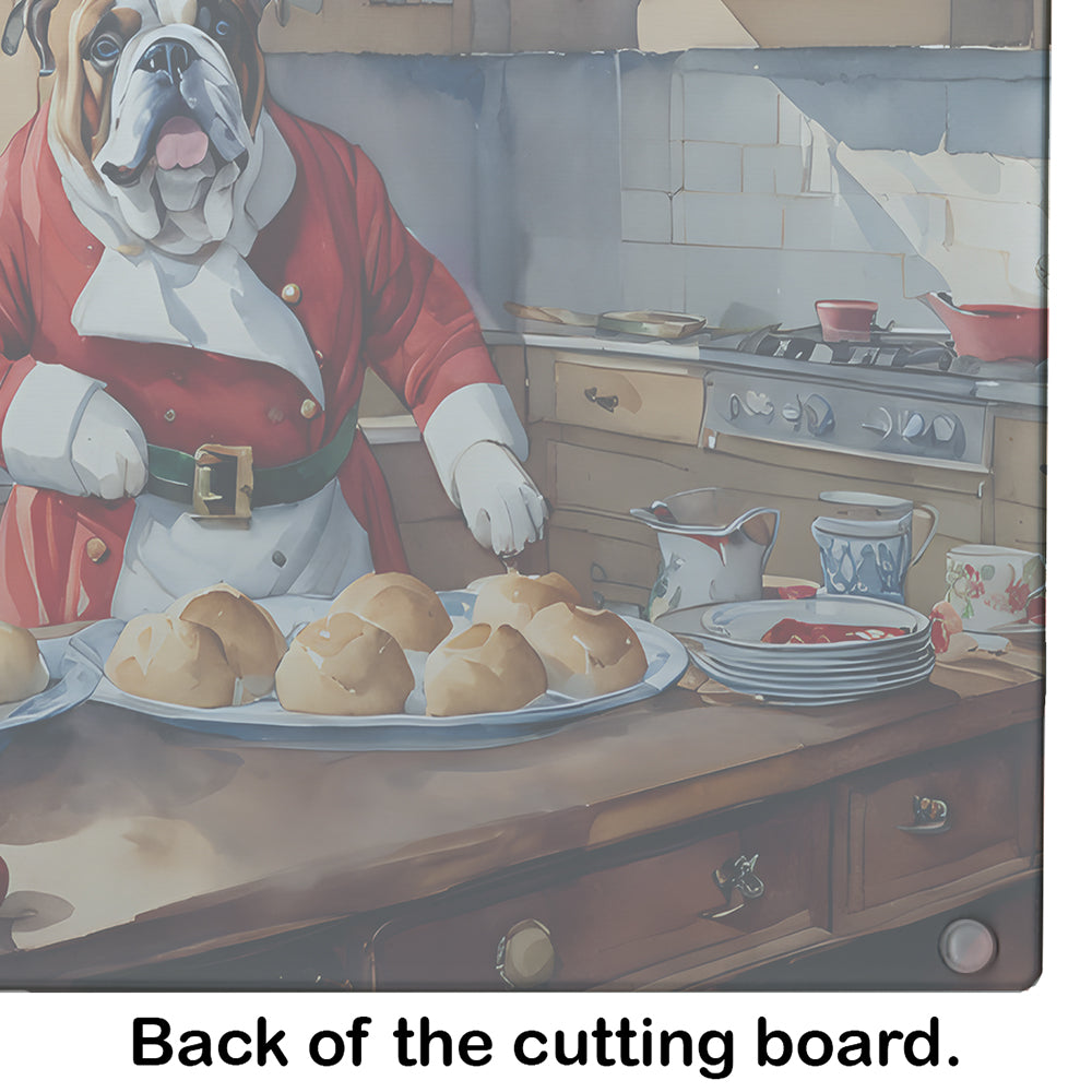 English Bulldog Christmas Cookies Glass Cutting Board