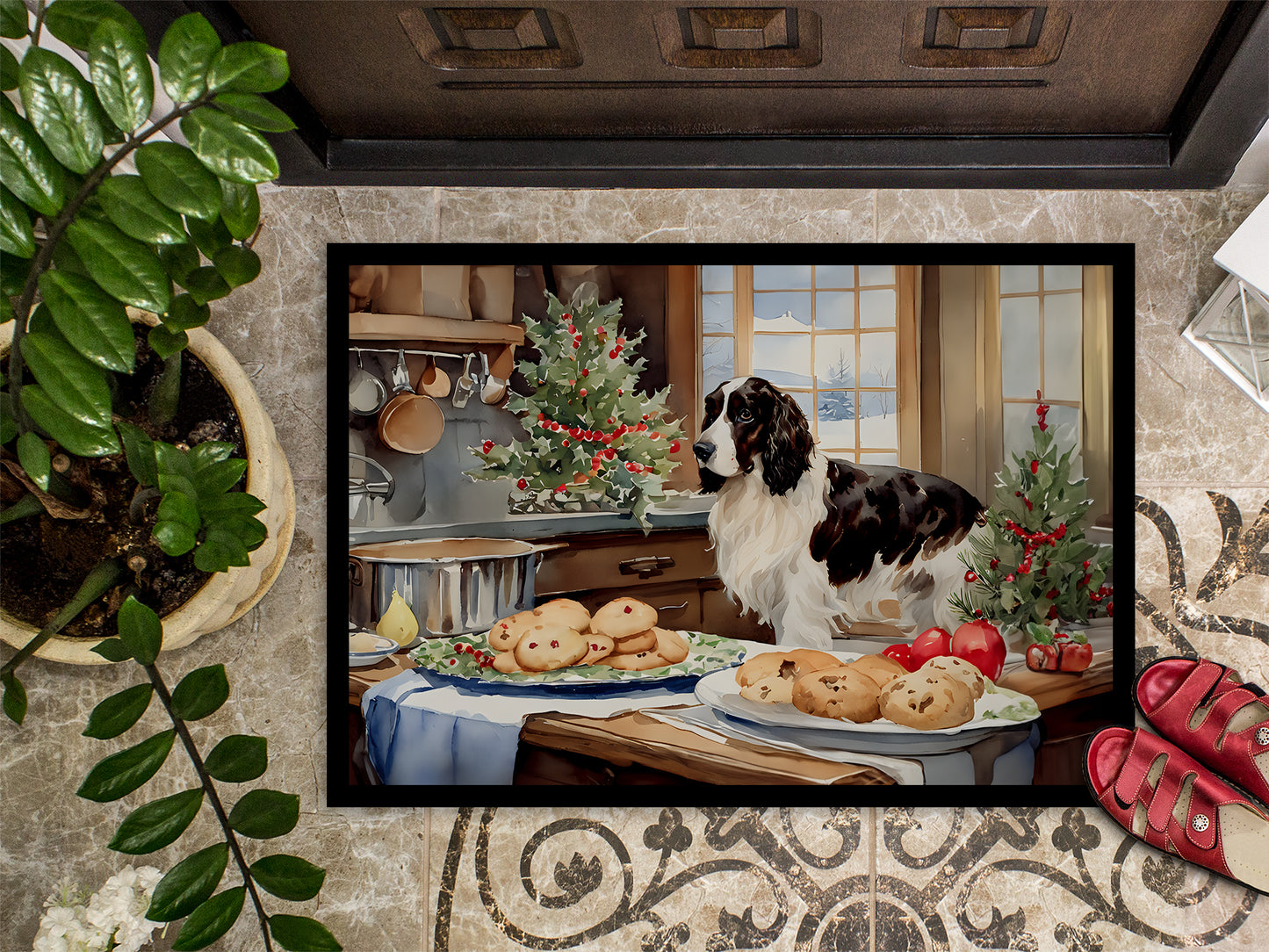 English Cocker Spaniel Christmas Cookies Doormat